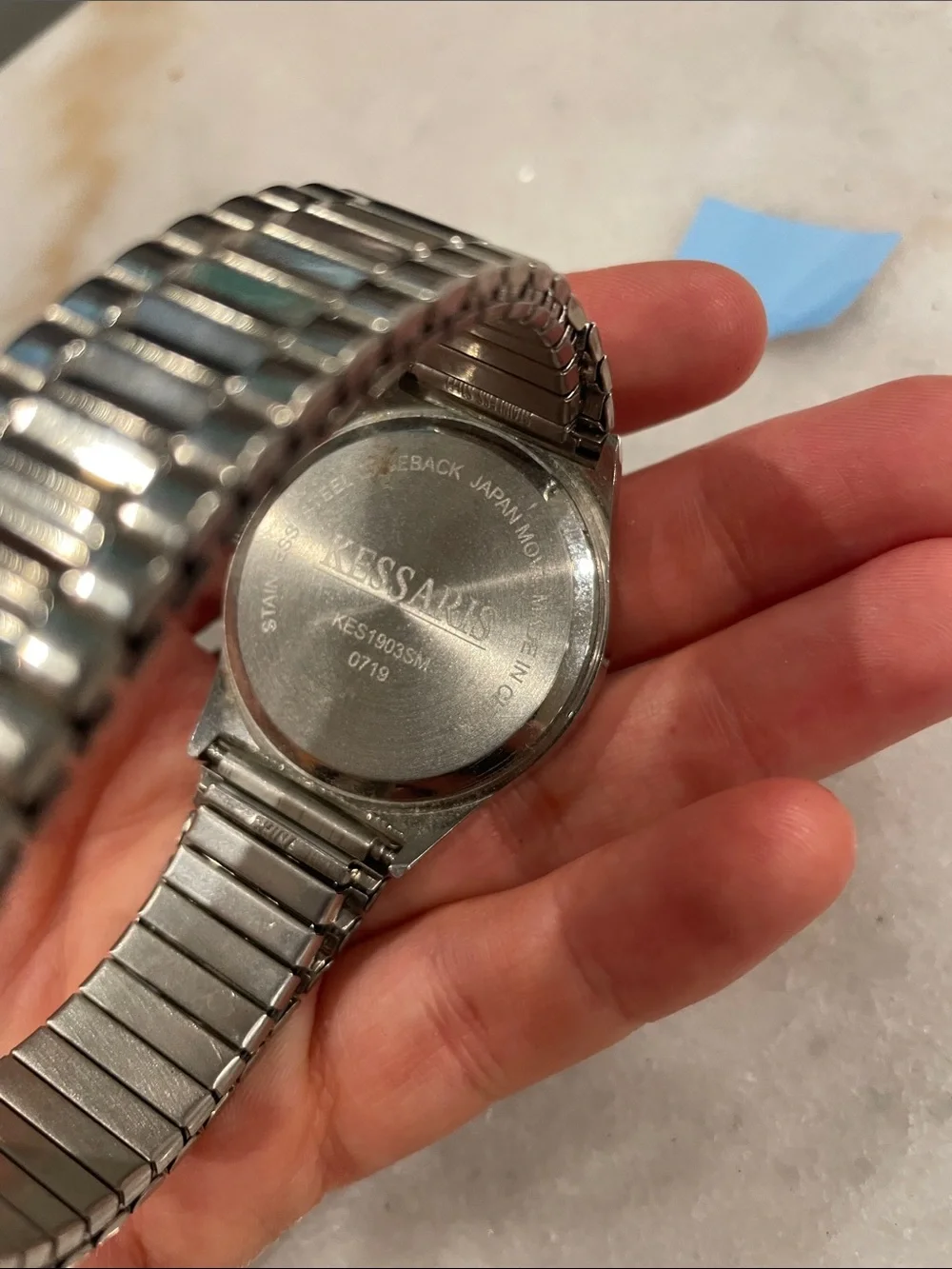Men's Stainless Steel Watch with Navy Dial